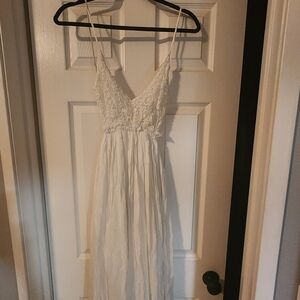 Miss Me Ivory Lace Bodice Spaghetti Strap Maxi Dress